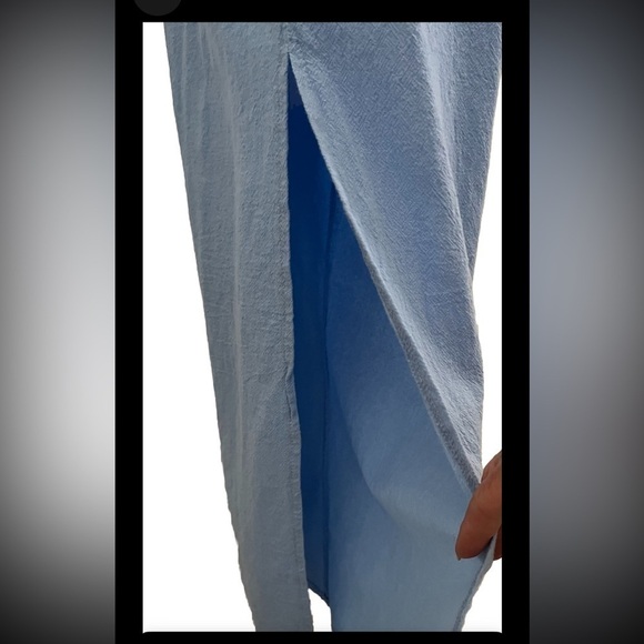 Shein 2 Piece Blue Crop 100% Cotton Summer Pant Set 8 / 10 - Picture 4 of 5